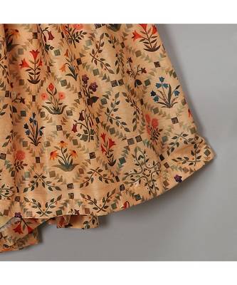 Golden orange frill printed lehnga set 2
