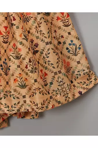 Golden orange frill printed lehnga set