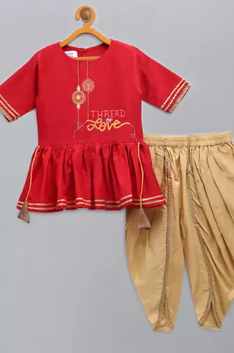 Thread of love peplum kurta with dhoti set
