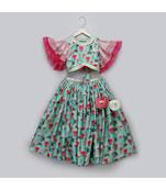 Green bees printed lehnga set