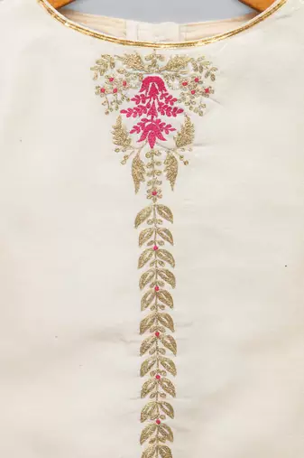 Embroidered kurta pjama with ruffeled dupatta