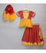 Orange yellow peplum blouse lehnga set