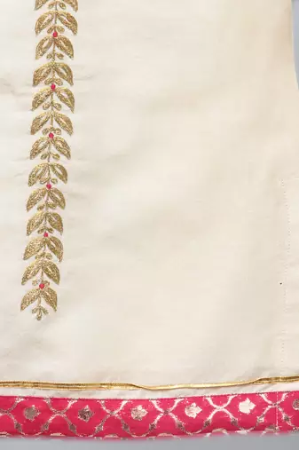 Embroidered kurta pjama with ruffeled dupatta