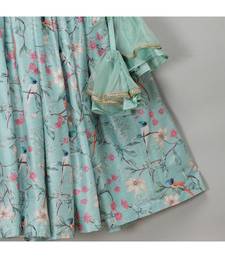 Green bird printed peplum blouse lehnga set