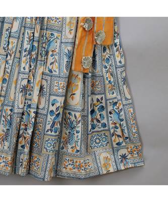 Orange parrot printed lehnga set 2