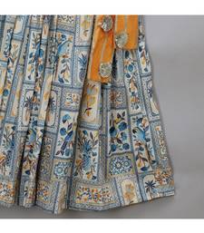 Orange parrot printed lehnga set