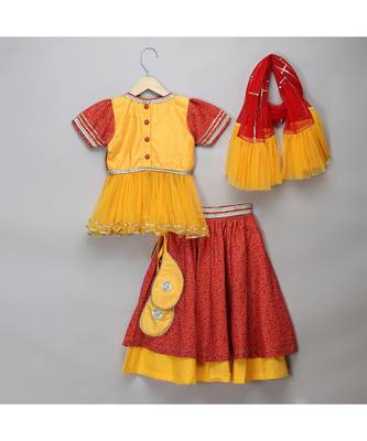 Orange yellow peplum blouse lehnga set 3