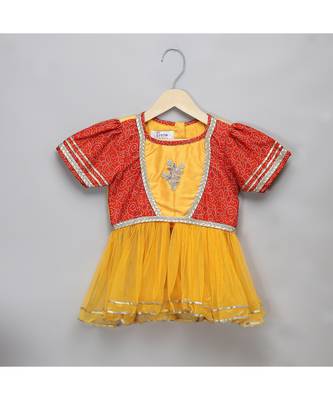 Orange yellow peplum blouse lehnga set 4