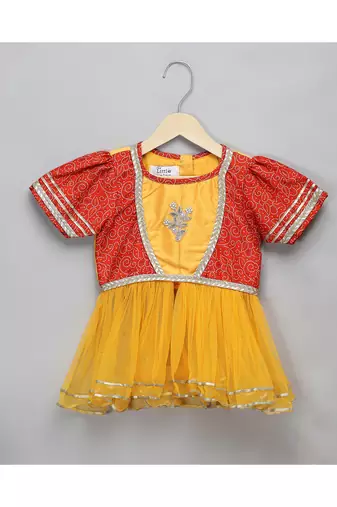 Orange yellow peplum blouse lehnga set