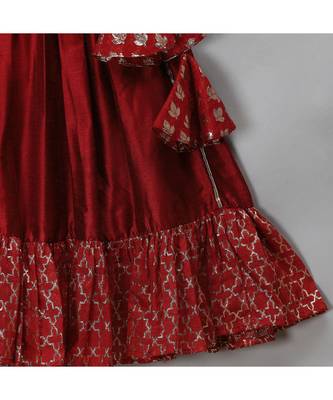 Maroon chanderi off shoulder lehnga set 2
