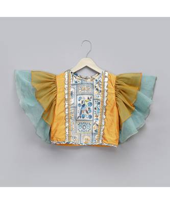 Orange parrot printed lehnga set 4