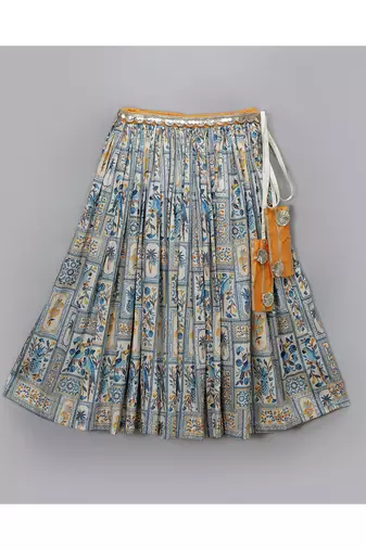 Orange parrot printed lehnga set