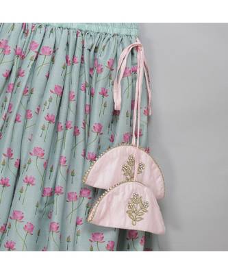 Green lotus print lehnga set 2