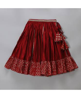 Maroon chanderi off shoulder lehnga set 5