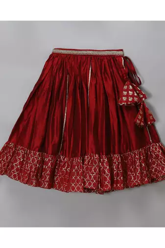 Maroon chanderi off shoulder lehnga set