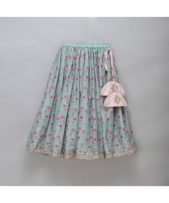 Green lotus print lehnga set 5