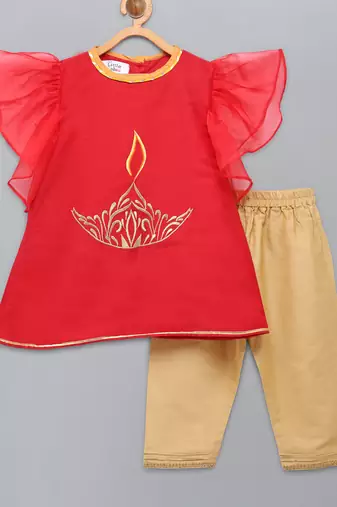 Fire lamp embroidered kurta pyjama