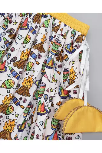 Lohri printed cotton lehnga set