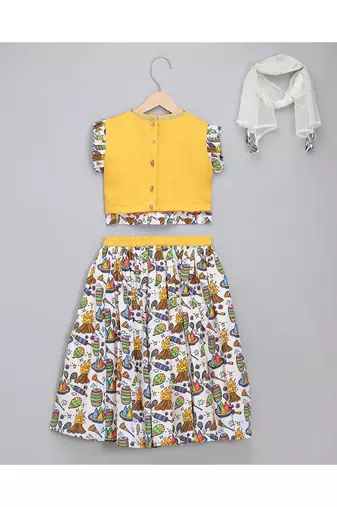 Lohri printed cotton lehnga set