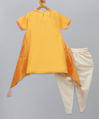 Ganpati embroidered assymetric kurta dhoti 3