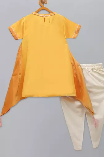 Ganpati embroidered assymetric kurta dhoti