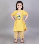 Ganpati embroidered assymetric kurta dhoti