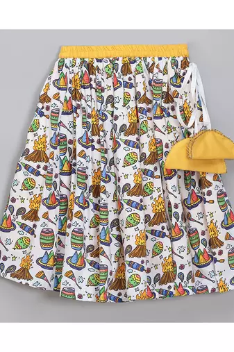 Lohri printed cotton lehnga set