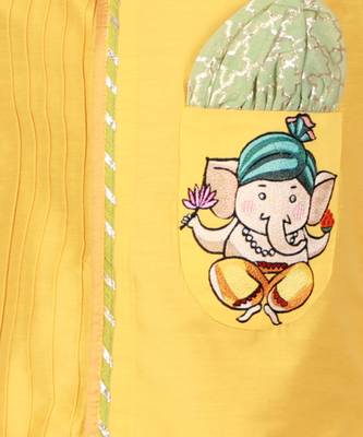 Ganpati embroidered assymetric kurta dhoti 4