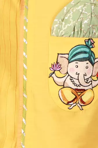 Ganpati embroidered assymetric kurta dhoti