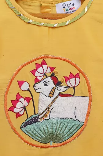Pichwai embroidered kurta dhoti