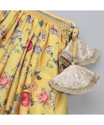 Yellow floral printed lehnga set 2