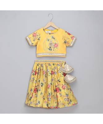 Yellow floral printed lehnga set 1