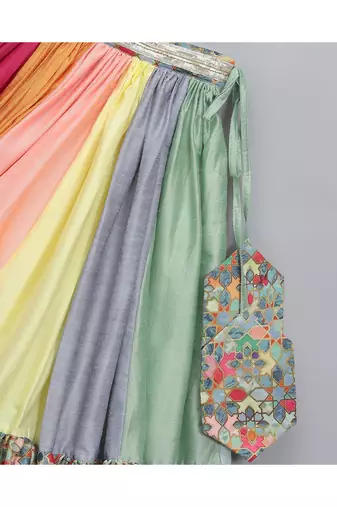 Kaliedoscope print lehnga set with attached dupatta