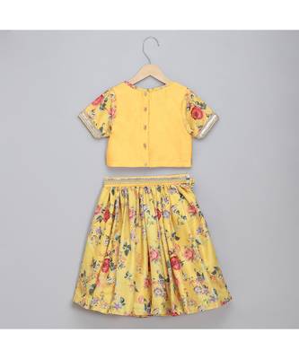 Yellow floral printed lehnga set 3