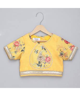 Yellow floral printed lehnga set 4