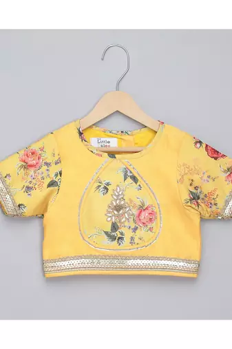 Yellow floral printed lehnga set