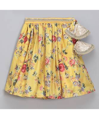 Yellow floral printed lehnga set 5