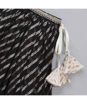 Offwhite black embroidered chanderi lehnga set 2