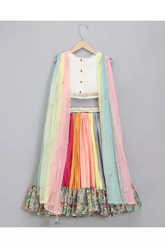 Kaliedoscope print lehnga set with attached dupatta