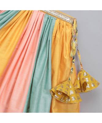 Yellow floral printed off shoulder lehnga set 2