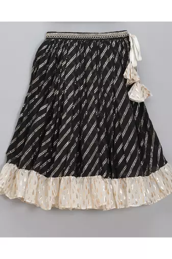 Offwhite black embroidered chanderi lehnga set