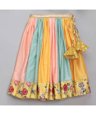 Yellow floral printed off shoulder lehnga set 5