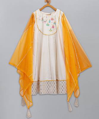 Colorful diwali elements embroidered cape anarkali 1