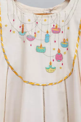 Colorful diwali elements embroidered cape anarkali