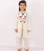 Happy holi yoke embroidered kurta pyjama
