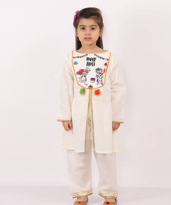 Happy holi yoke embroidered kurta pyjama 2