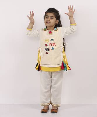 My first holi embroidered kurta pyjama 3