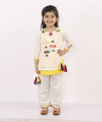 My first holi embroidered kurta pyjama 5