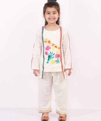 Colorful holi hands embroidered kurta pyjama 3