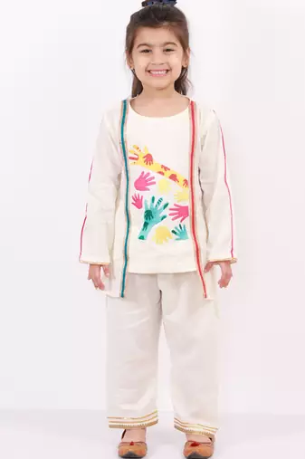 Colorful holi hands embroidered kurta pyjama